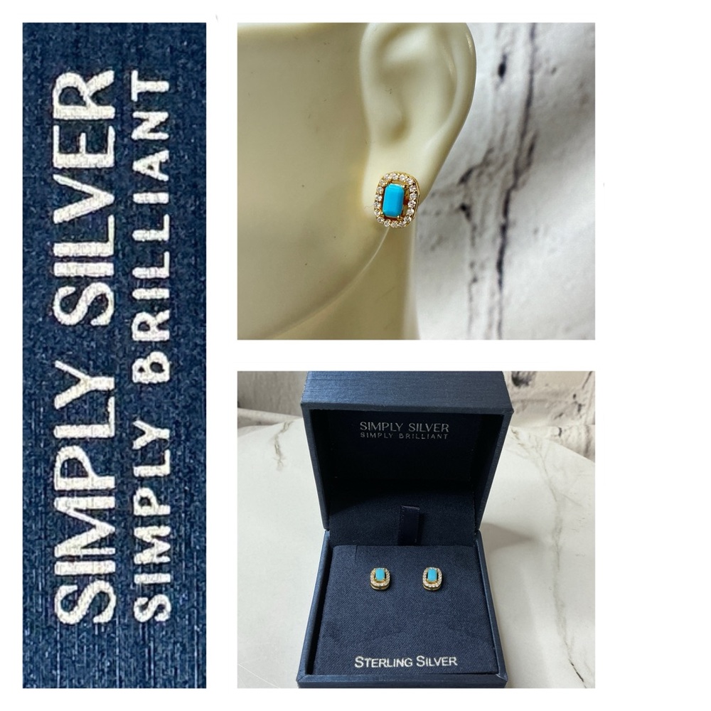 🐘🐘💓 Sterling Silver Turquoise and Gold Earrings